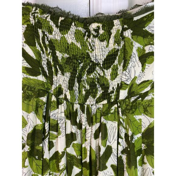 We Vera Women's Size 2 Cream Green Red Floral Strapless Lined A-Line Dress - Picture 7 of 10